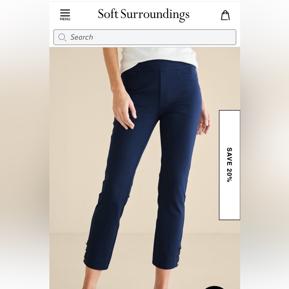 NWT Navy Soft Surroundings SoftEssential™ SUPERLA Slim Leg Crop Pants Size S 6/8